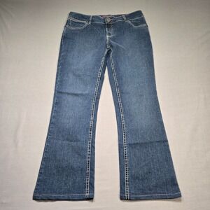 Vintage Y2K Wrangler Jeans Women 11/12‎ Dark Stonewash Denim Low Rise Boot Cut
